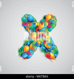 Font colorate fatte da ballons, vettore Illustrazione Vettoriale