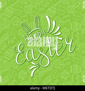 Vector seamless pattern semplice con uova ornamentali. Vacanze di Pasqua sfondo verde per la stampa su tessuto, carta per Scrapbooking. Illustrazione Vettoriale