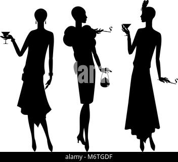 Sagome di bella ragazza 1920s style Illustrazione Vettoriale