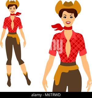 Bella pin up cowgirl 1950s style Illustrazione Vettoriale