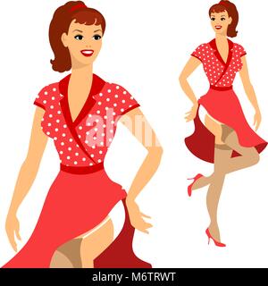 Bella pin up girl anni cinquanta style Illustrazione Vettoriale