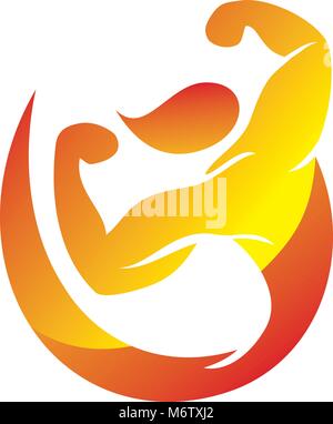 Centro Fitness Logo Design Template Vector Illustrazione Vettoriale