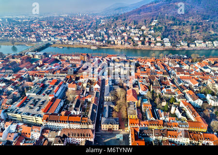 Vista aerea di Heidelberg città vecchia in Germania Foto Stock