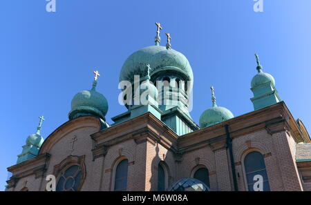 San Teodosio cattedrale ortodossa è il cristiano più antica chiesa ortodossa in Ohio e si trova nel quartiere Tremont di Cleveland, Ohio, USA. Foto Stock