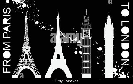 Il Big Ben e la Torre Eiffel Illustrazione Vettoriale