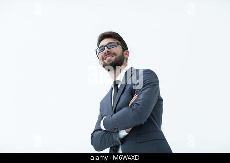 La cova bello ragazzo alzato la sua testa in alto Foto Stock