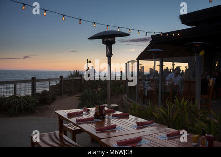 Nelson's Ristorante al Terranea Resort di Rancho Palos Verdes, CA al tramonto Foto Stock