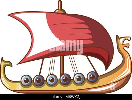 Nave scandinavo icona, stile cartoon Illustrazione Vettoriale
