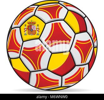 Pallone da calcio con i colori della bandiera della Spagna. Immagine vettoriale Illustrazione Vettoriale