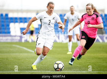 San Pedro del Pinatar, Spagna. Il 6 marzo 2018. Partita amichevole tra Scozia vs Nuova Zelanda le donne durante la fase invernale a Pinatar Arena Football Center nel sud Eas di Spagna.Credit: ABEL F. ROS/Alamy Live News Foto Stock