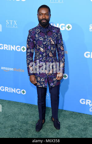 Los Angeles, California, USA. 6 Mar, 2018. David Oyelowo arriva per il 'Gringo' Premiere Mondiale al Regal Cinema la Live Theatre. Credito: Lisa O'Connor/ZUMA filo/Alamy Live News Foto Stock