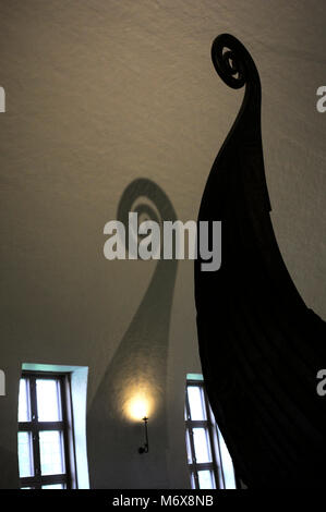 Nave Oseberg. Realizzata in legno di rovere. Ix secolo. Dettaglio. Museo della Nave Vichinga. Oslo. La Norvegia. Foto Stock