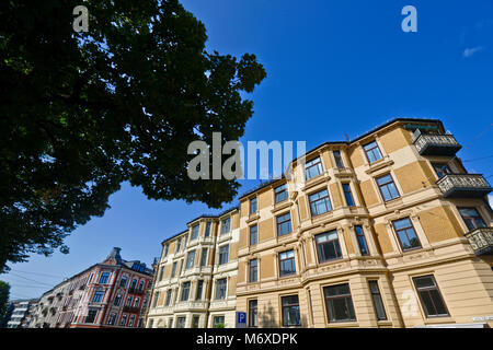 Gli edifici colorati nel quartiere Majorstuen, Frogner distretto, Oslo, Norvegia Foto Stock