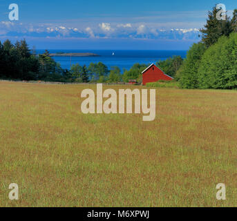 Granaio, Lopez Island, stretto di Juan de Fuca, il Parco Nazionale di Olympic, San Juan Islands, Washington Foto Stock