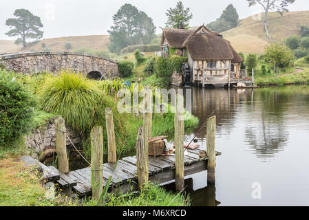 Hobbiton Movie set, Matamata, Isola del nord, Nuova Zelanda Foto Stock