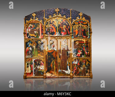 Pala d altare gotico di Saint Esteve (Stephen) & Giovanni Battista da Mestre de Bardalona, all inizio del XV secolo, tempera e foglia oro su per il legno da Sant Foto Stock