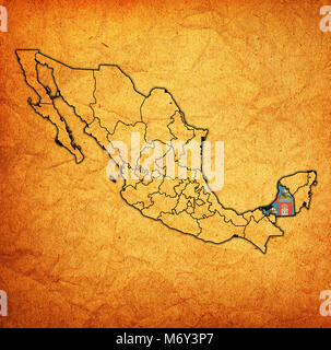 Emblema di Campeche membro sulla mappa con le divisioni amministrative e ai confini del Messico Foto Stock