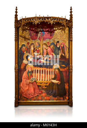 Pala d altare gotico della Dormizione della Madonna (Dormicio de la Mare de Dieu) da Pere Garcia de Benavarri, circa 1460-1465, tempera e foglia oro su Foto Stock