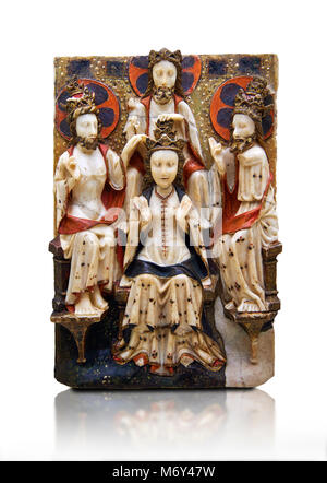 Gotica di rilievo in marmo scultura della Incoronazione della Vergine Maria ha fatto a Londra o a York, 1420-1460. Museo Nazionale di Arte Catalana di Barcellona, Spa Foto Stock