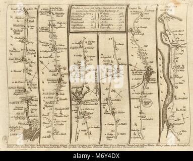 London Stratford Romford Chelmsford Colchester Harwich. KITCHIN road map 1767 Foto Stock