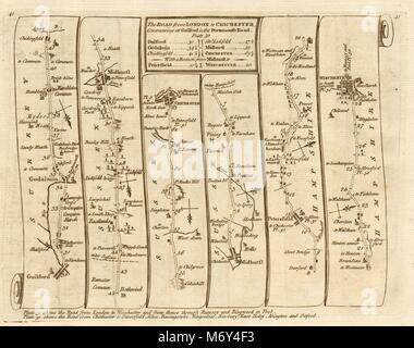 Guildford Godalming Chichester Petersfield Winchester. KITCHIN road map 1767 Foto Stock