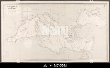 Mediterraneo e Mare Nero. Fari. Admiralty nautico grafico mare 1930 mappa Foto Stock