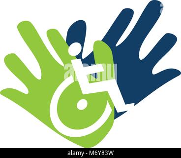 Disabilità Care Logo Design Template Vector Illustrazione Vettoriale