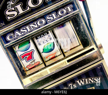 Retrò toy slot machine la filatura per vincere Foto Stock