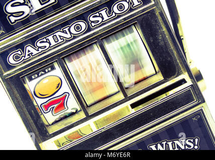 Retrò toy slot machine la filatura per vincere Foto Stock