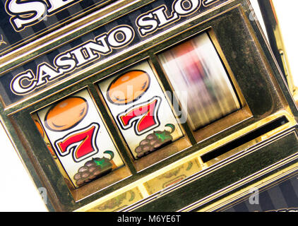 Retrò toy slot machine la filatura per vincere Foto Stock