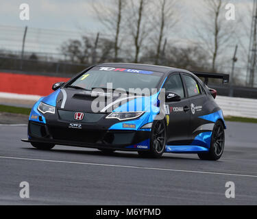 Sean Wilkinson, Honda Civic TCR, TCR UK, prova di giornata, Silverstone, Martedì, 6 marzo 2018., Autosport, auto, il circuito da corsa, concorrenza, Inghilterra, motore Foto Stock