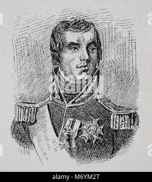 Jacques MacDonald (1765-1840). Generale Francese. Il Maresciallo dell'Impero. Ritratto. Incisione, Foto Stock