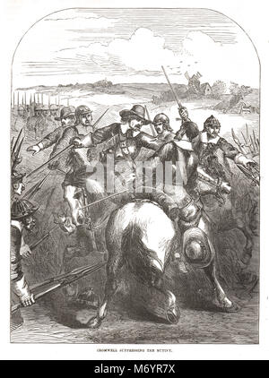 Oliver Cromwell sopprimere rivoltosi, il campo Corkbush mutiny, 15 novembre 1647, noto anche come ammutinamento Ware Foto Stock