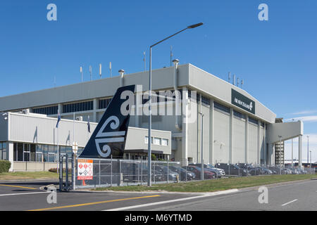 Aria Nuova Zelanda engineering e manutenzione hangar, Orchard Road, aeroporto di Christchurch, Harewood, Christchurch, Canterbury, Nuova Zelanda Foto Stock