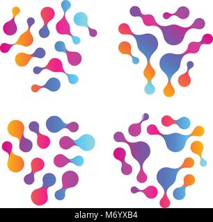 Colorato astratto forme cerchio, isolato bolle insolita icona Vettore Collezione. Logo di capretto, baby play room set di segno, arte creativa logotipo dello spazio modello. Illustrazione Vettoriale