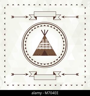 Origine etnica con wigwam in design navajo Illustrazione Vettoriale