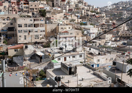 Gerusalemme, Israele, 24 Ottobre 2010: architettura densa del quartiere arabo di Silwan, a sud di Gerusalemme la città vecchia. Silwan è uno dei pochissimi ne Foto Stock