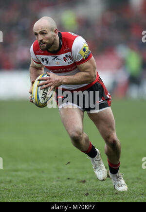 Gloucester's Charlie Sharples durante la Aviva Premiership corrispondono al Kingsholm Stadium, Gloucester Foto Stock