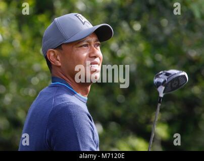 Palm Harbor, Florida, Stati Uniti d'America. 7 Mar, 2018. Tiger Woods sul retro nove di Innisbrook Copperhead del corso durante il mercoledì in Pro-Am 3/7/18. Credito: Jim Damaske/Tampa Bay volte/ZUMA filo/Alamy Live News Foto Stock