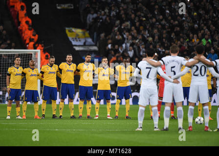 Londra, Regno Unito. Il 7 marzo 2018. La Juventus e Tottenham durante la UEFA Champions League Round di 16 seconda gamba match tra Tottenham Hotspur e la Juventus allo Stadio di Wembley il 7 marzo 2018 a Londra, Inghilterra. Credito: Immagini di PHC/Alamy Live News Foto Stock