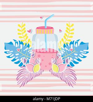 Succo di frutta mason jar vigorosi pastelli Illustrazione Vettoriale