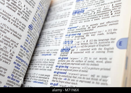 Parola inglese nel dizionario di inglese (Longman) Foto Stock
