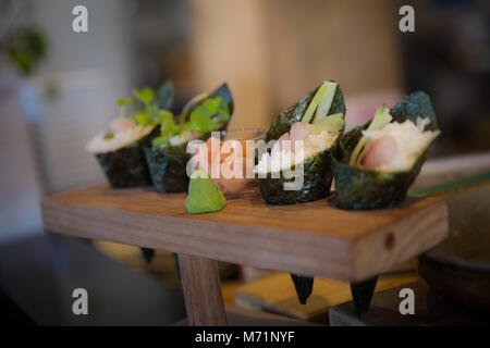 Varie Temaki Handrolls Foto Stock