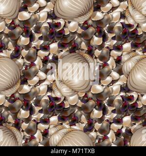 Ocean Shore con colorate pietre di mare. Mare Sassi con gusci seamless pattern di forme diverse. 10 eps Illustrazione Vettoriale