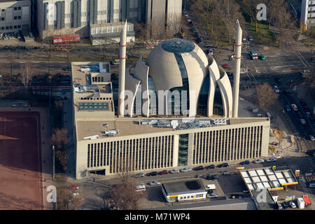 Vista aerea, DİTİB Moschea centrale di Colonia è una moschea in costruzione in Colonia-ehrenfeld, l'Unione Turkish-Islamic dell Istituto per la religione Foto Stock