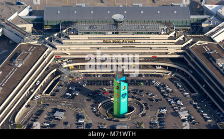 Vista aerea di Colonia / Bonn Airport - Konrad Adenauer, Aeroporto di Colonia-Bonn, aeromobili al momento del check-in le dita, grembiule, aeroporto grembiule, Terminale 2 di Konrad- Foto Stock