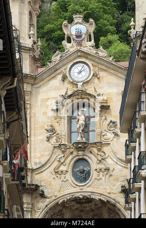 La Iglesia de Santa Maria del XVIII secolo, San Sebastian, donostia, Spagna, Foto Stock