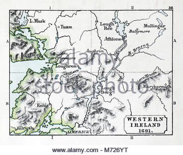 Mappa di Irlanda occidentale 1691, dalla stampa circa 1900 Foto Stock