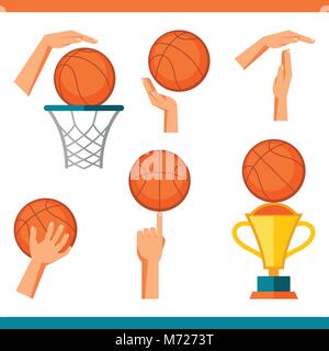 Icona di basket serie di gesti e simboli in gioco Illustrazione Vettoriale