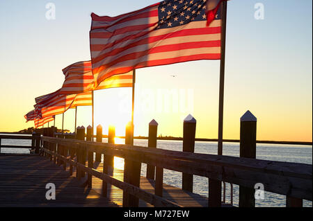 Tramonto sul molo di Christield Maryland Foto Stock